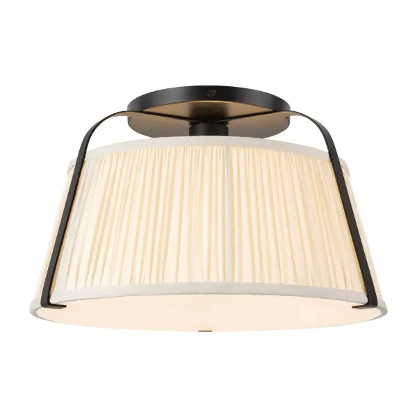 Scout 13-Inch Semi-Flush Mount in Brushed Gold with Blue Linen Shade - Image 5