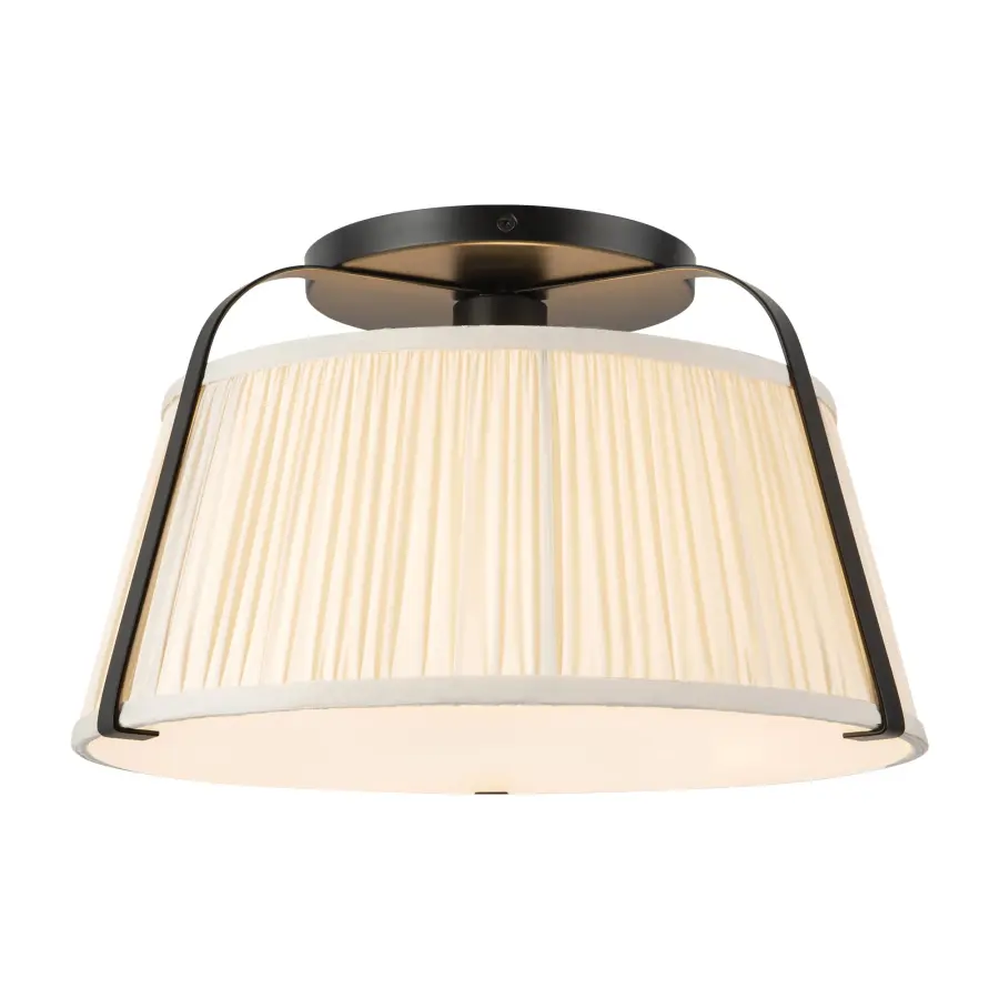 Scout 13-Inch Semi-Flush Mount in Brushed Gold with Blue Linen Shade - Image 5