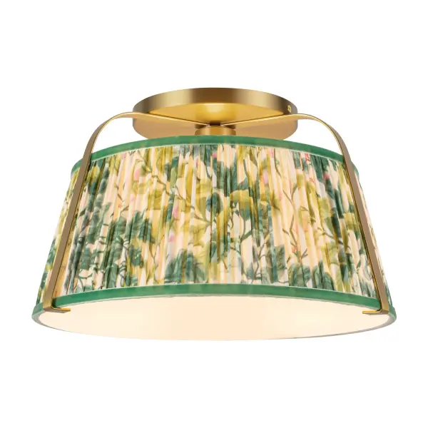 Scout 13-Inch Semi-Flush Mount in Brushed Gold with Blue Linen Shade - Image 6