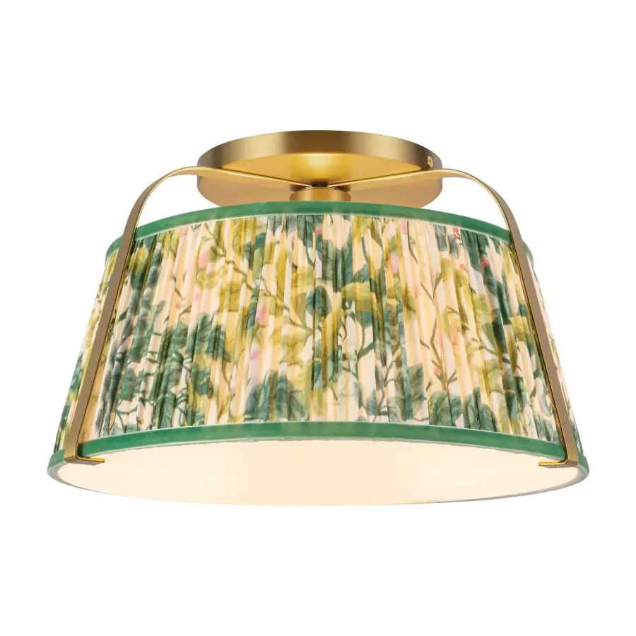Scout 13-Inch Semi-Flush Mount in Brushed Gold with Blue Linen Shade - Image 6