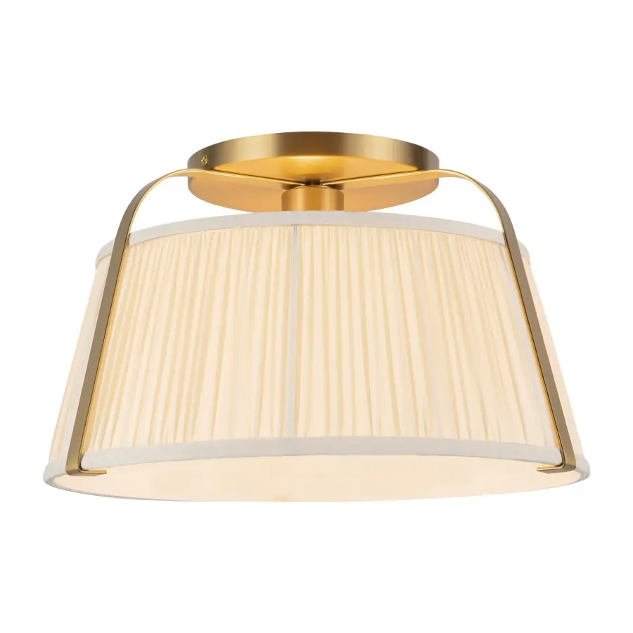 Scout 13-Inch Semi-Flush Mount in Brushed Gold with Blue Linen Shade - Image 7
