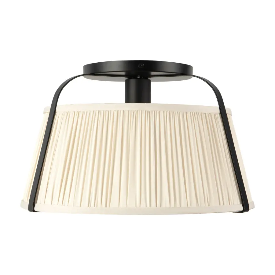 Scout 13-Inch Semi-Flush Mount in Brushed Gold with Blue Linen Shade - Image 8