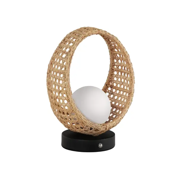 Lanai 10-Inch Rattan Table Lamp with Opal Glass - Image 3