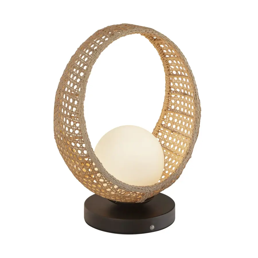 Lanai 16-Inch Rattan Table Lamp with Opal Glass - Image 1