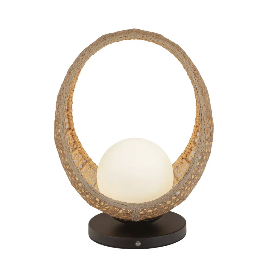 Lanai 16-Inch Rattan Table Lamp with Opal Glass - Image 3