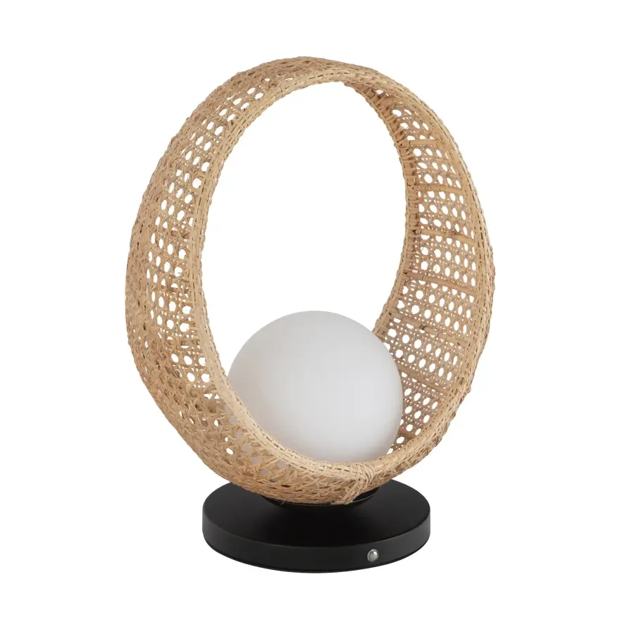 Lanai 16-Inch Rattan Table Lamp with Opal Glass - Image 4