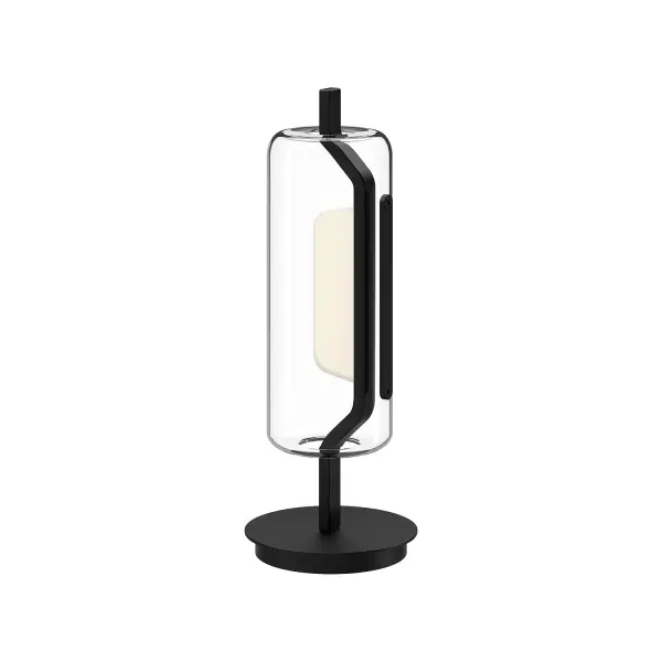 The Hilo table lamp combines clean modern design with innovative light guide technology for brilliant omni-directional illumination. Its cylindrical glass shade and brushed gold finish create an airy, sophisticated look.