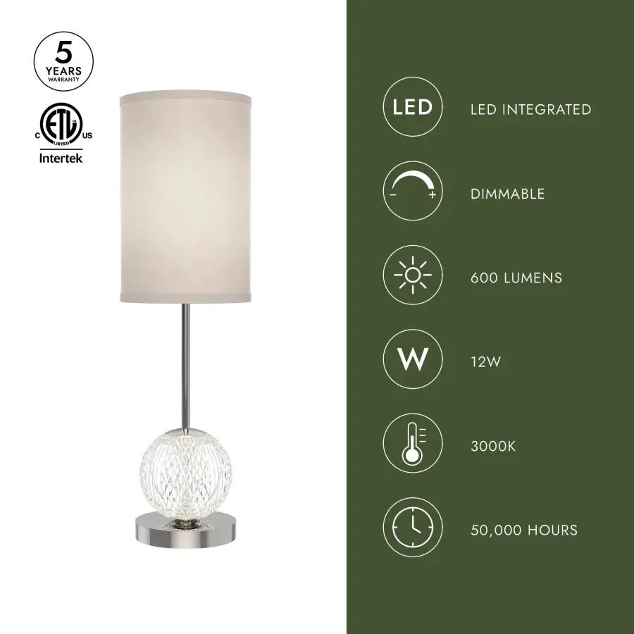 Marni 21-Inch Table Lamp with Crystal Base - Image 7