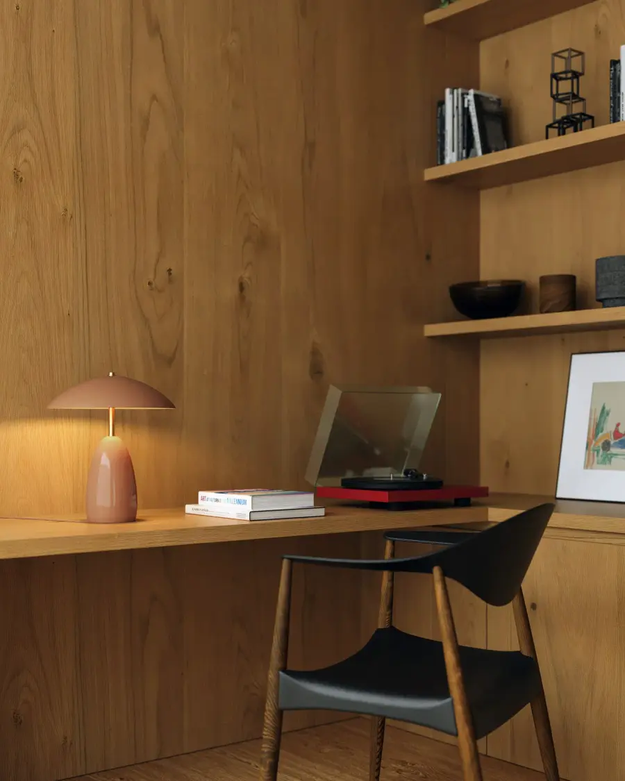 Vibrant Pine Green Table Lamp Adds Bold Color & Warm LED Light - Image 5