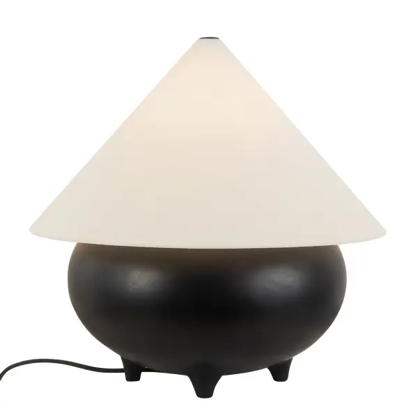 The Rowan table lamp brings playful personality to any space with its vintage pottery-inspired design. The sculptural four-legged ceramic base paired with a crisp white linen shade creates a perfect balance of minimal elegance and artistic character. - alternate view