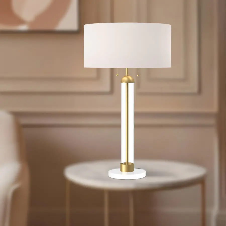 Elegant Glass & Metal Table Lamp with Classic Modern Appeal - Image 3