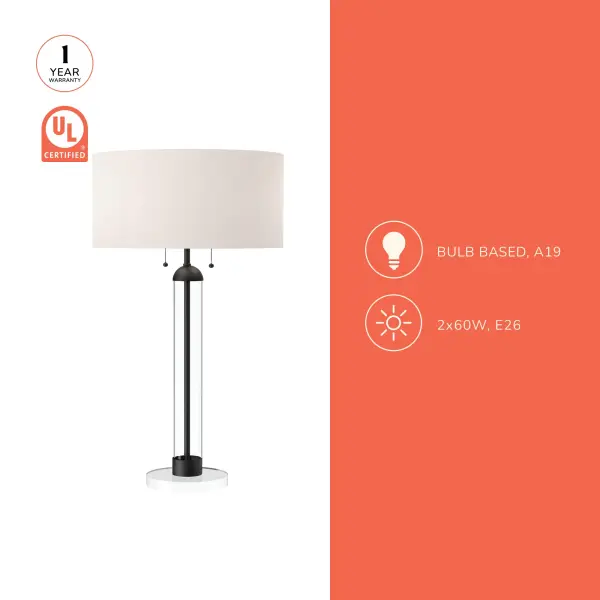 Elegant Glass & Metal Table Lamp with Classic Modern Appeal - Image 6
