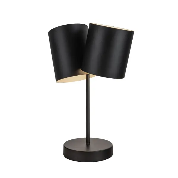 The Keiko table lamp brings vintage Mid-Century inspiration to modern spaces with its distinctive dual asymmetrical shade design. The brushed gold finish adds warmth and sophistication to any room.