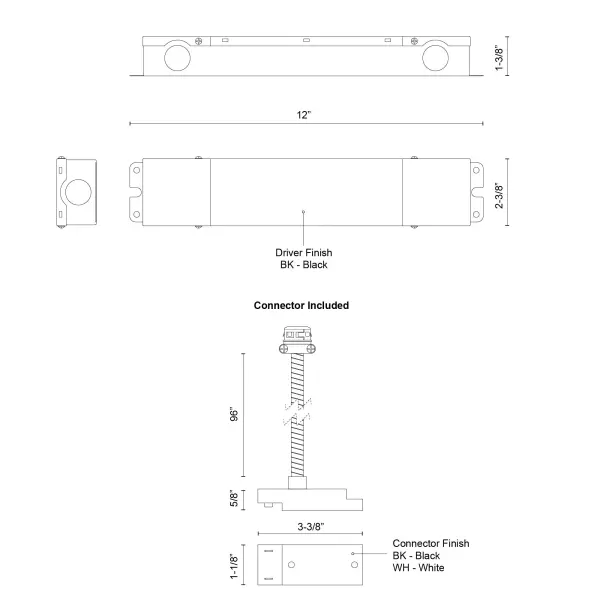 This 48V Class 2 remote driver provides reliable power for Trilo track systems with universal voltage compatibility and 0-10V dimming. Features 96-inch field-cuttable wire for flexible installation at track end. - alternate view