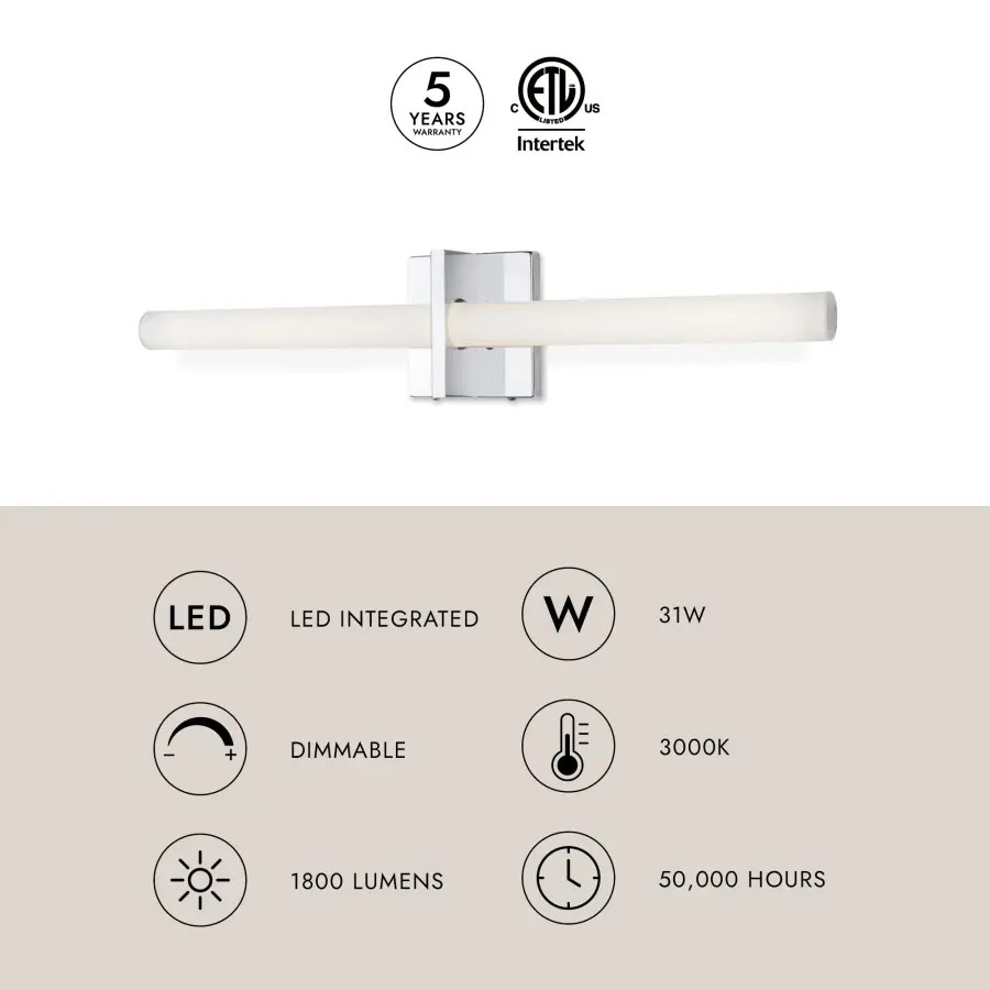Camden 24-Inch Vanity Light in Chrome - Image 4