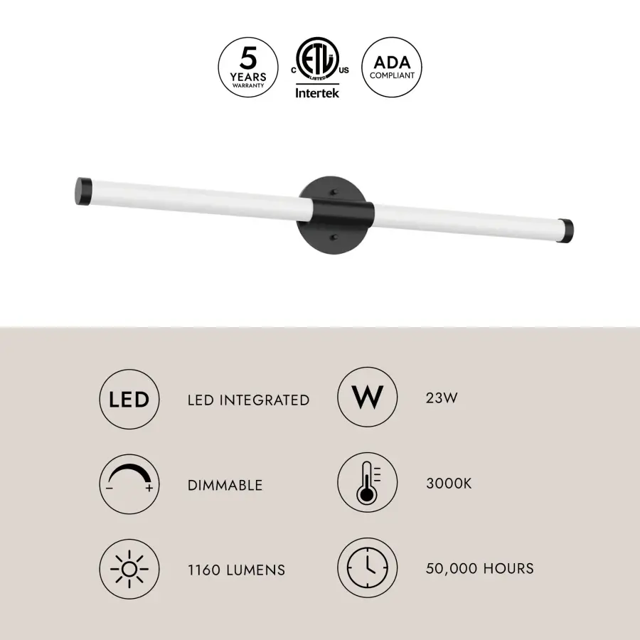 Akari 32-Inch Vanity Light in Matte Black - Image 5