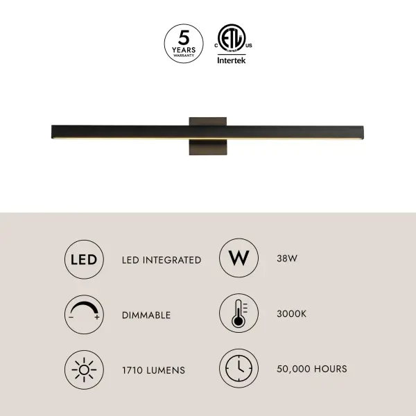 Vera 38-Inch Vanity Light in Brushed Gold - Image 12