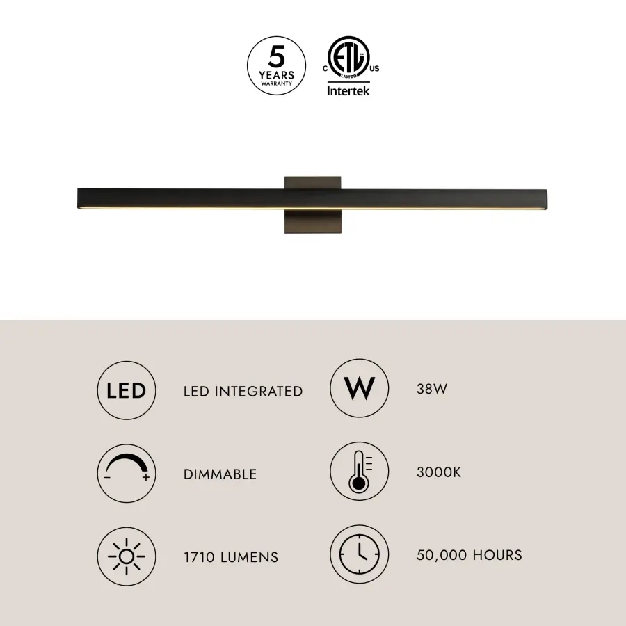 Vera 38-Inch Vanity Light in Brushed Gold - Image 12
