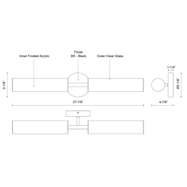 Sophisticated Dual-Cylinder LED Vanity Light with Versatile Mounting - Image 7