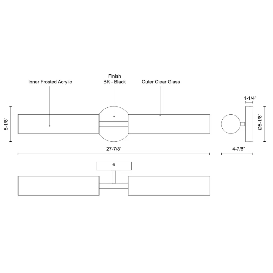 Sophisticated Dual-Cylinder LED Vanity Light with Versatile Mounting - Image 7