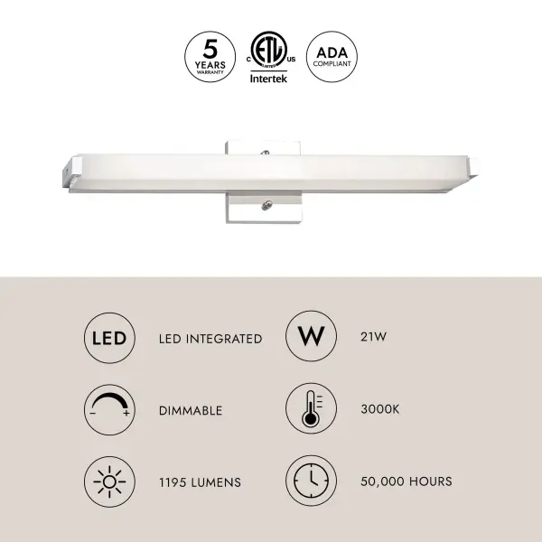 Latitude-Slim 21-Inch Chrome Vanity Light - Image 3
