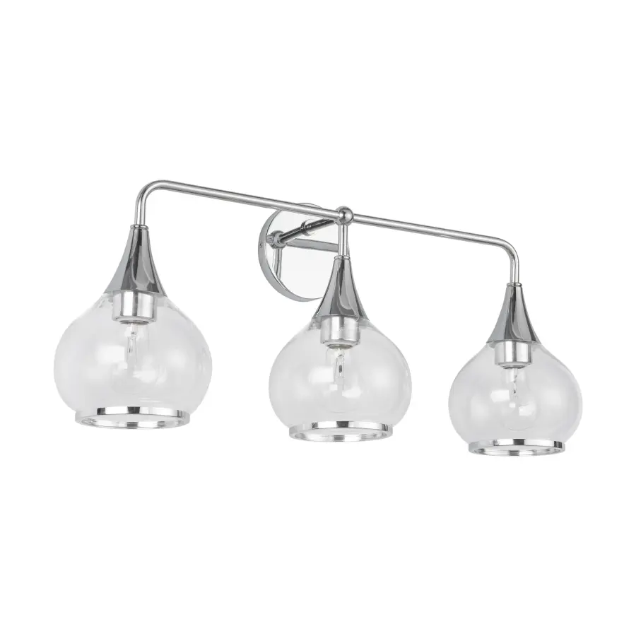 Hazel 26-Inch Vanity Light in Chrome with Clear Glass - Image 13