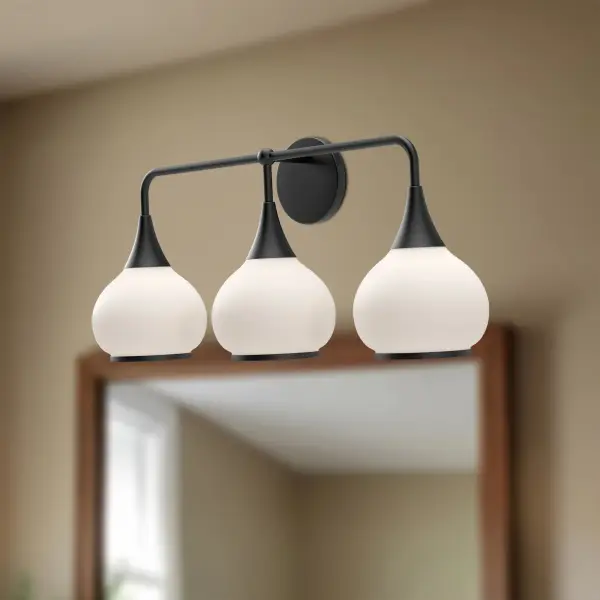 Hazel 26-Inch Vanity Light in Matte Black with Clear Glass - Image 29