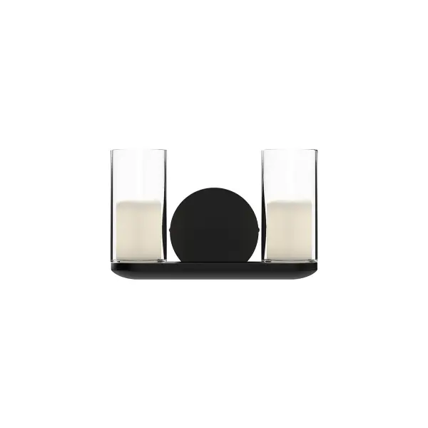 The Birch vanity light delivers warm, romantic ambiance through clear glass cylinders with frosted diffusers that mimic soft candlelight. Its integrated LED design and versatile mounting options make it ideal for bathrooms and hallways. - alternate view