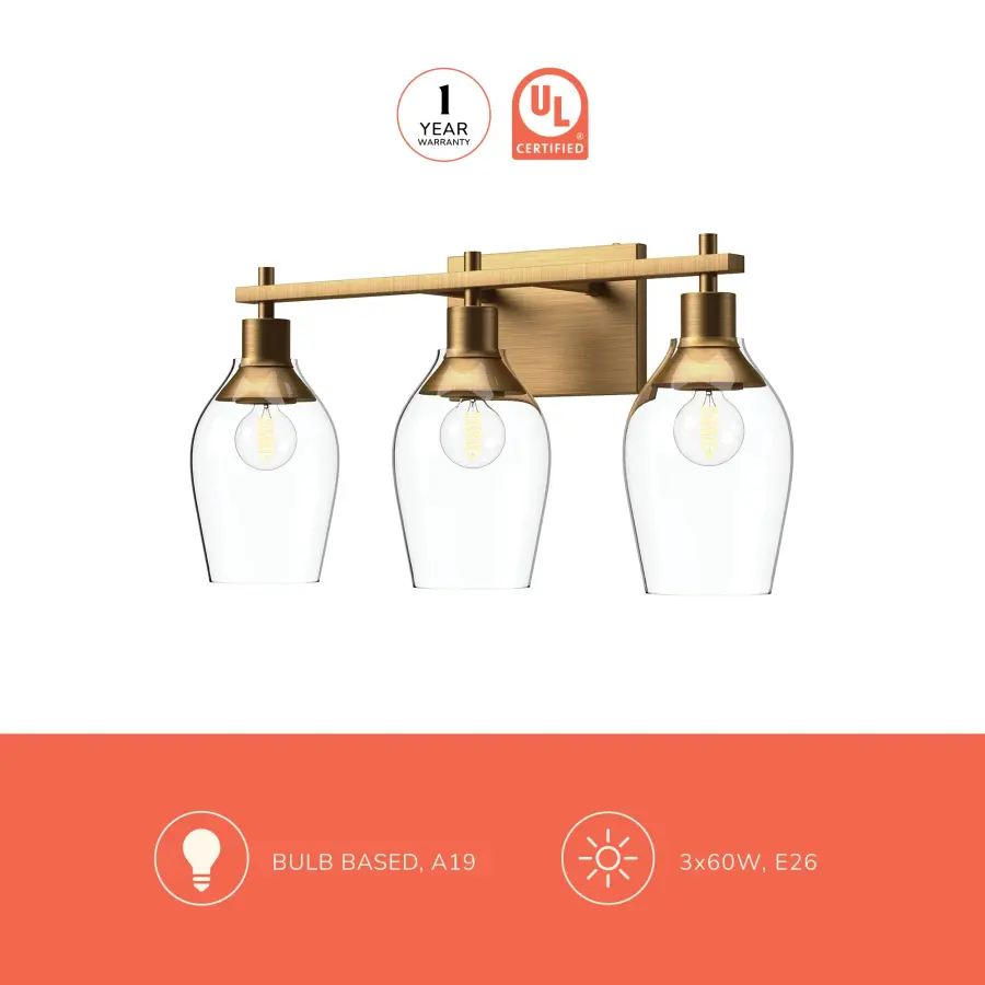 Kingsley 22-Inch Vanity Light in Aged Gold - Image 8