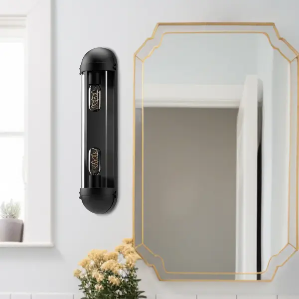 Cyrus 6-Inch Vanity Light in Matte Black with Clear Glass - Image 3