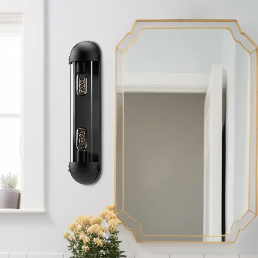 Cyrus 6-Inch Vanity Light in Matte Black with Clear Glass - Image 3