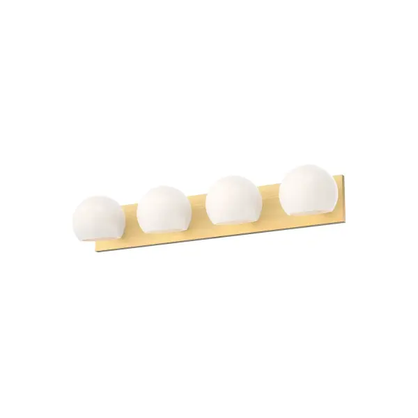 The Willow 31-inch vanity light combines artistic design with practical functionality. Its brushed gold finish and opal matte glass create a warm, sophisticated ambiance perfect for bathrooms and hallways. - alternate view