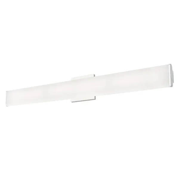 The Ferguson vanity light combines geometric minimalism with practical versatility. Its 36-inch extruded diffuser provides even, warm LED illumination while the sliding lamp assembly allows custom positioning during installation.