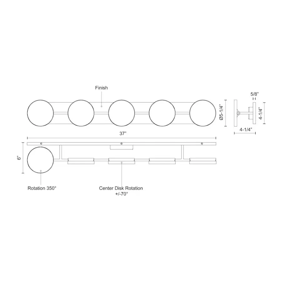 Novel 37-Inch Vanity Light in Matte Black - Image 8