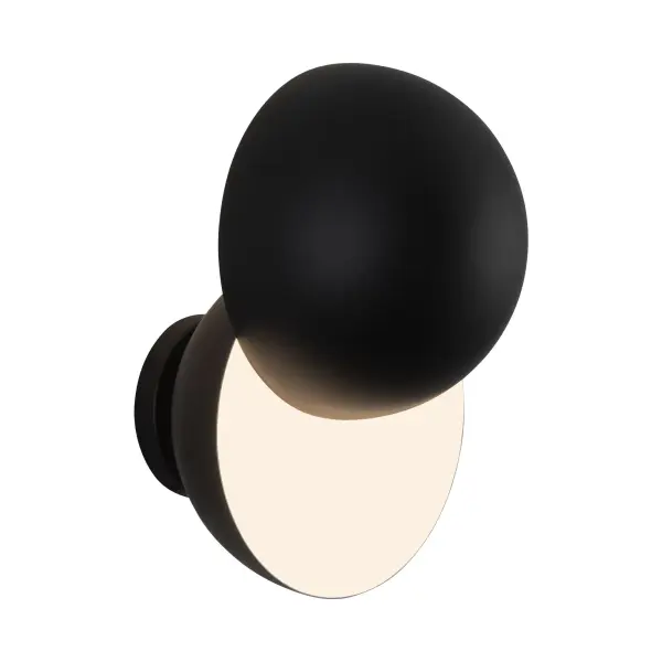 The Void Wall Sconce by Paul Cocksedge Studio transforms lighting into art. Two sculpted metal hemispheres create dramatic interplay between form and light, casting precise shadows while delivering refined LED illumination. - alternate view