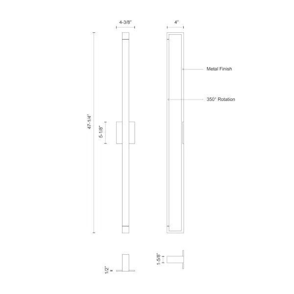 Sleek 48-Inch Adjustable Wall Sconce with Integrated LED - Image 4