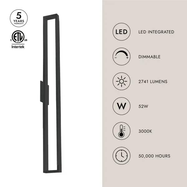 Sleek 48-Inch Adjustable Wall Sconce with Integrated LED - Image 5
