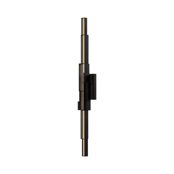 The Enzo 48-inch wall sconce brings Art Deco glamour to modern spaces with its duotone finish and frosted acrylic diffusers. Integrated LED provides warm, omni-directional lighting perfect for bathrooms and hallways.