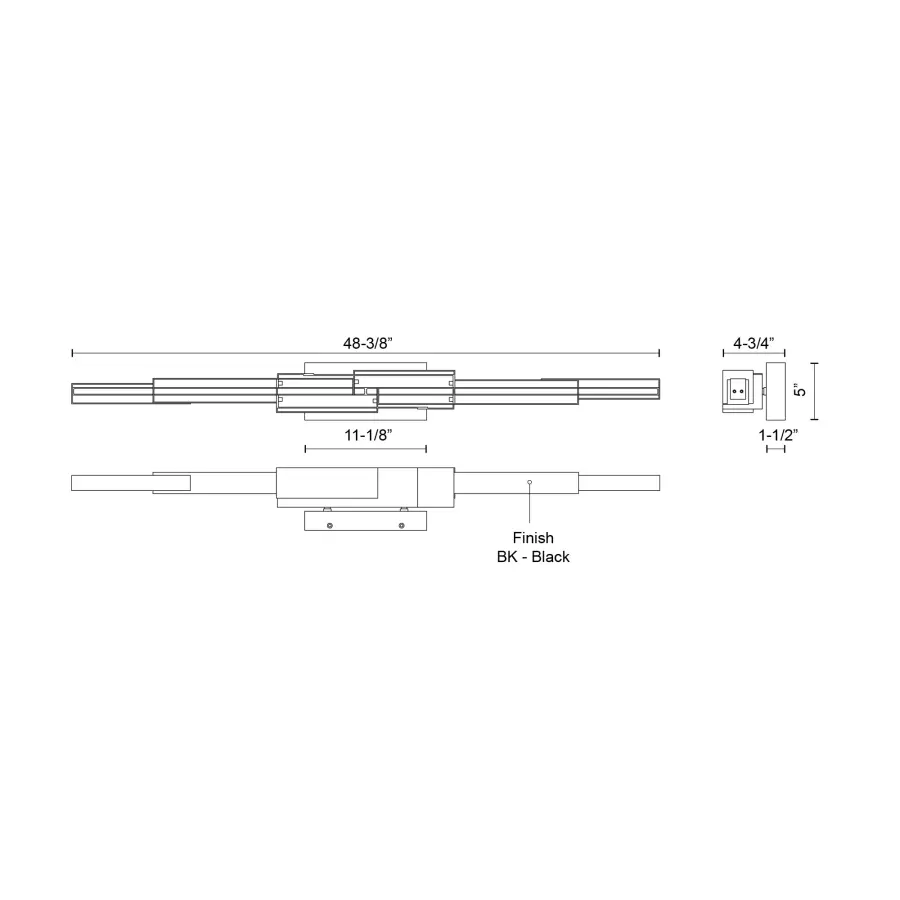 Enzo 48-Inch Wall Sconce in Matte Black - Image 3