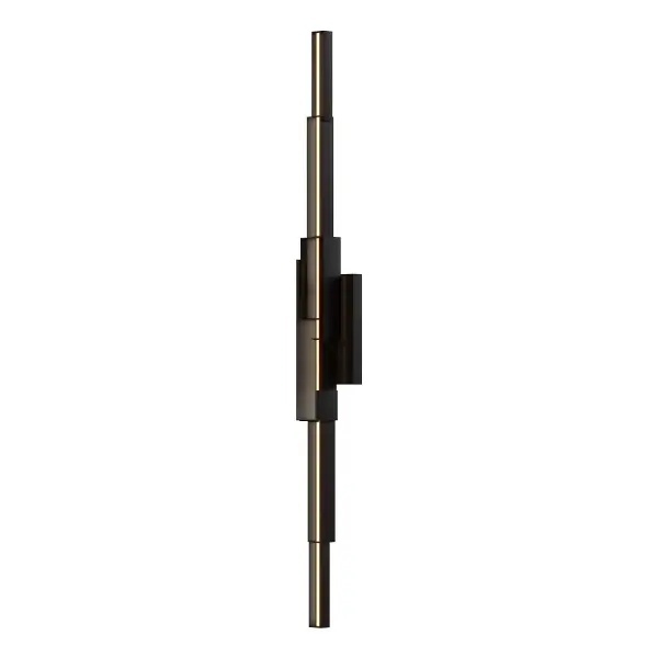 The Enzo 60-inch wall sconce brings Art Deco glamour to modern spaces with its dramatic length and duotone finish. Integrated 3000K LED provides warm, omni-directional lighting through frosted acrylic diffusers, perfect for creating ambiance in bathrooms, hallways, and beyond.