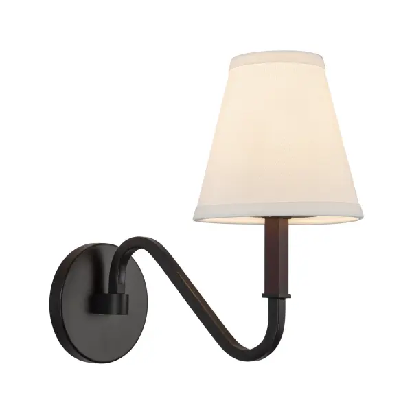 Sloan 6-Inch Wall Sconce in Brushed Gold with White Linen Shade - Image 2