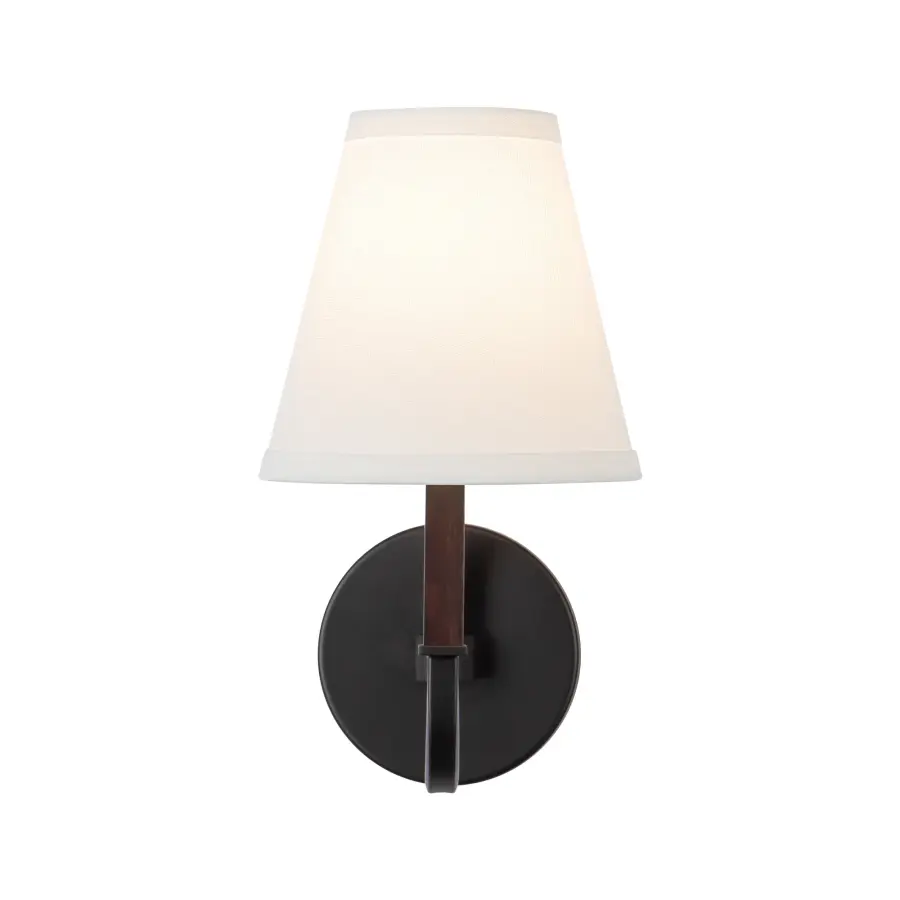 Sloan 6-Inch Wall Sconce in Brushed Gold with White Linen Shade - Image 4
