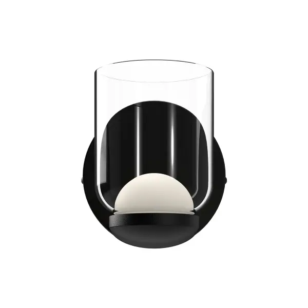 The Cedar Wall Sconce combines contemporary design with practical versatility. Its frosted glass diffuser inside clear glass creates a soft, warm glow perfect for bathrooms and hallways. The integrated LED and multiple mounting options make it adaptable to various spaces. - alternate view