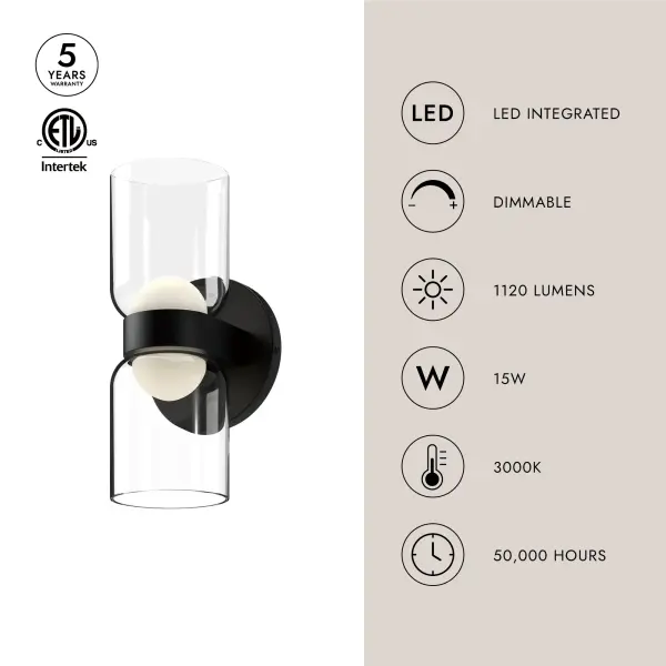 Cedar 11-Inch Wall Sconce in Matte Black - Image 6