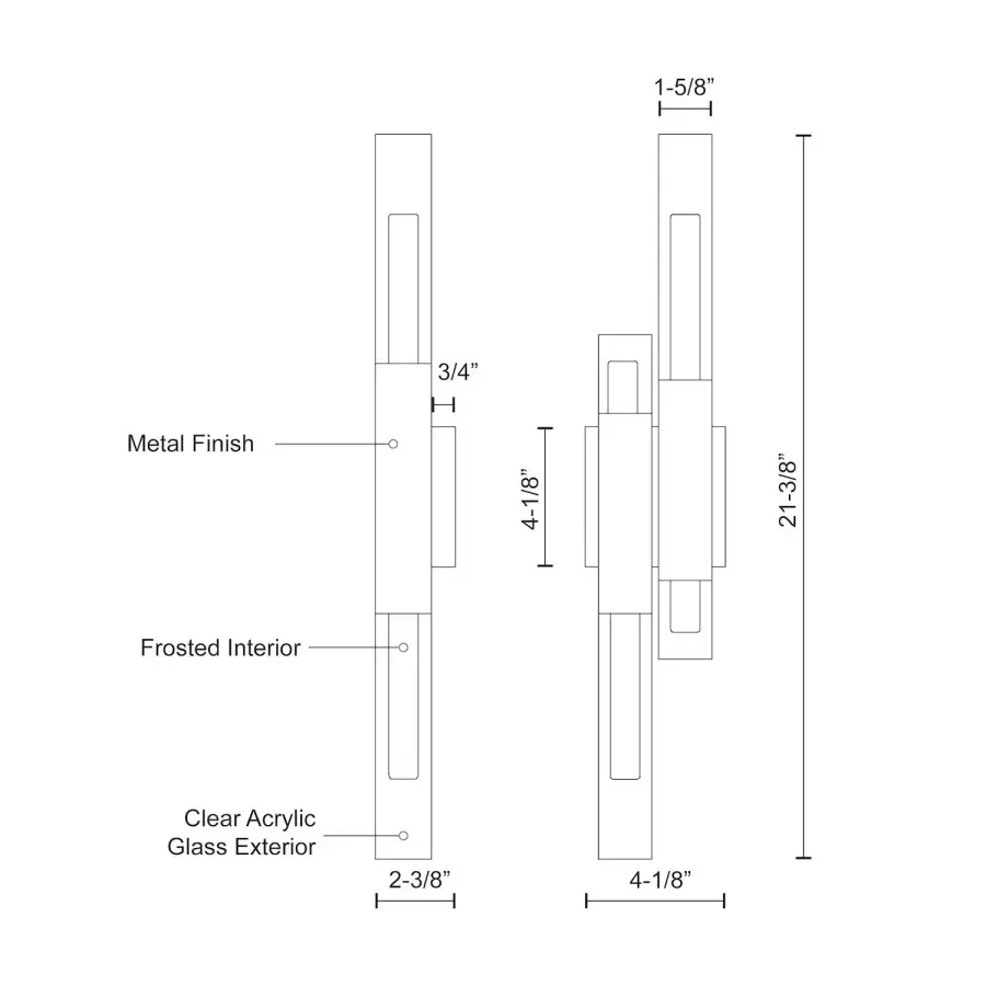 Sleek Chrome Sconce with Dramatic Quartz-Like Acrylic Accents - Image 2