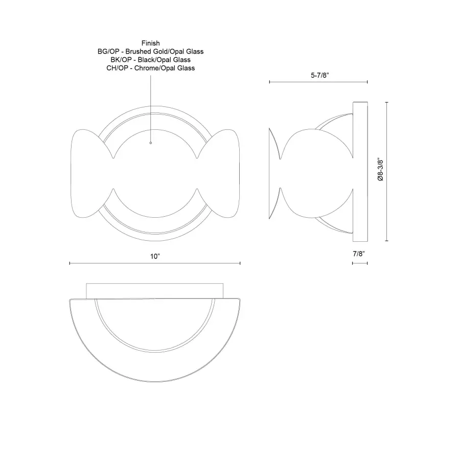 Ciel 10-Inch Wall Sconce in Chrome with Opal Glass - Image 14