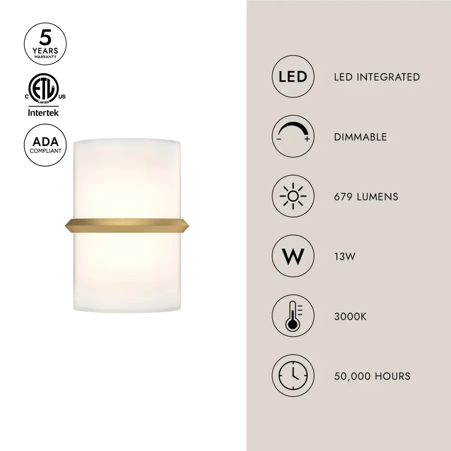 Pondi 9-Inch Wall Sconce in Brushed Gold - Image 7