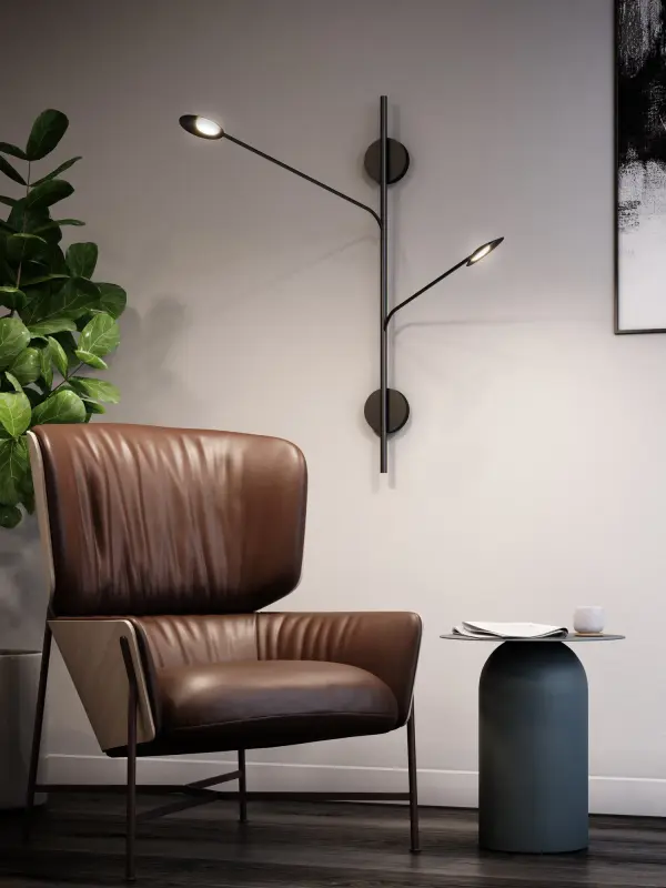 Rotaire 2 Head Wall Sconce in Matte Black - Image 2