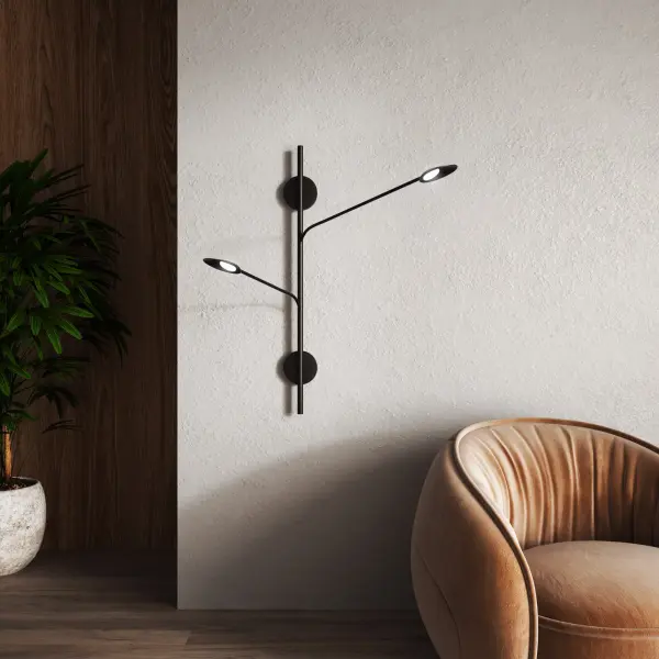 Rotaire 2 Head Wall Sconce in Matte Black - Image 3