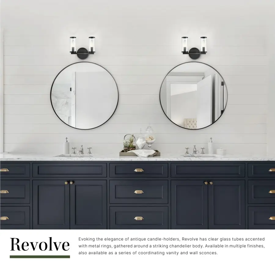 Revolve 10-Inch Wall/Vanity Light in Natural Brass with Clear Glass - Image 7